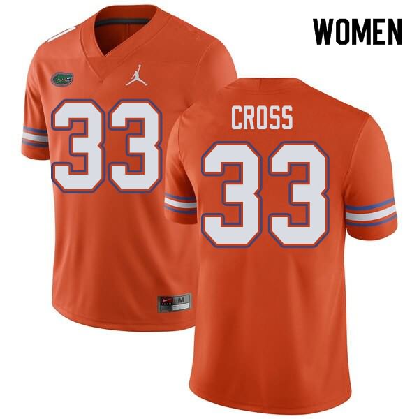 Women's NCAA Florida Gators Daniel Cross #33 Stitched Authentic Jordan Brand Orange College Football Jersey CVY1565MP